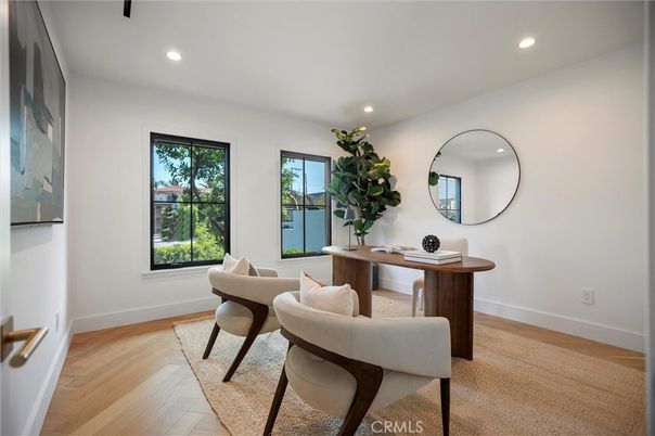 Home Office, Interior, Recessed Lighting, Wood Texture Flooring
