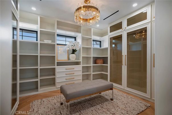 Chandelier, Interior, Recessed Lighting, Walk-in Closets, Wood Texture Flooring
