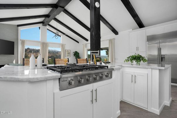 Interior, Kitchen, Stainless Steel Appliances, Wooden Beams, Wood Texture Flooring