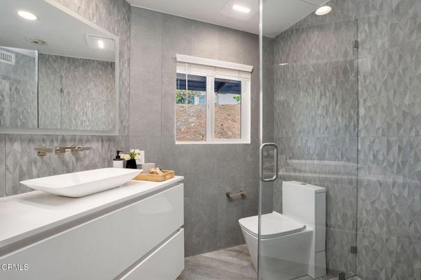 Bathroom, Glass Shower, Interior, Recessed Lighting