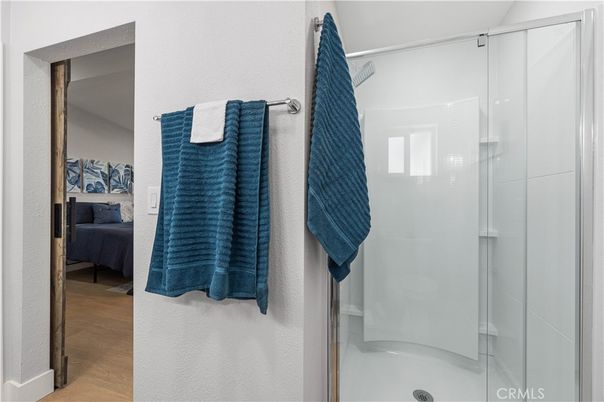 Bathroom, Bedroom, Glass Shower, Interior, Wood Texture Flooring