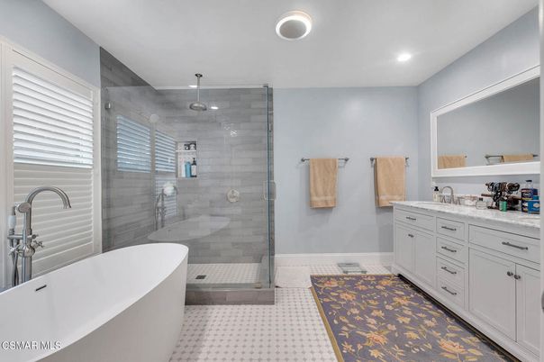 Bathroom, Dual Sink Vanities, Free Standing Baths, Glass Shower, Interior, Recessed Lighting