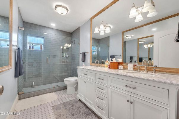 Bathroom, Dual Sink Vanities, Glass Shower, Interior, Recessed Lighting