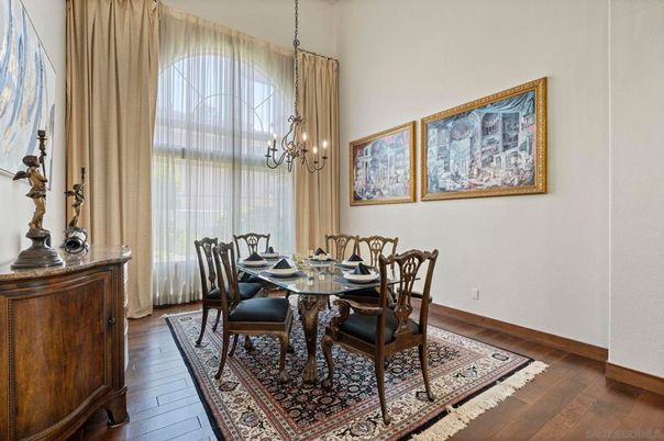 Dining room, Interior, Pendant Lights, Wood Texture Flooring
