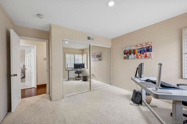 Home Office, Interior, Recessed Lighting, Wood Texture Flooring