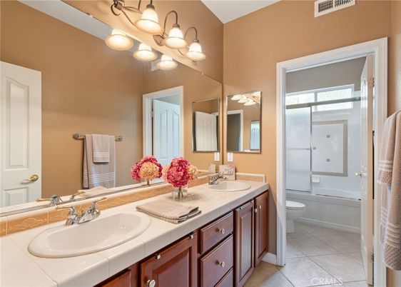 Bathroom, Dual Sink Vanities, Interior, Tile Countertops