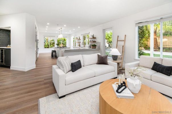 Interior, Kitchen, Living room, Pendant Lights, Recessed Lighting, Wood Texture Flooring