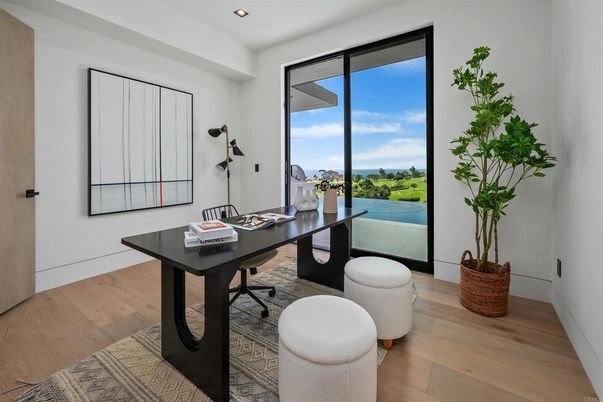 Home Office, Interior, Recessed Lighting, Wood Texture Flooring