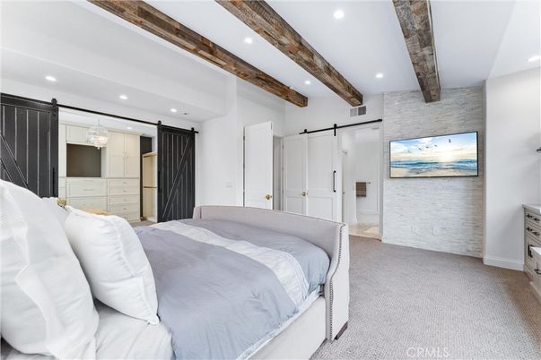 Bedroom, Interior, Recessed Lighting, Wooden Beams