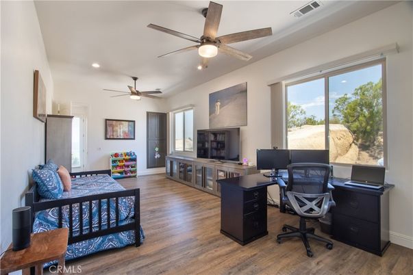 Home Office, Interior, Recessed Lighting, Wood Texture Flooring