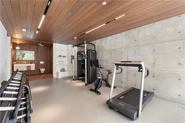 Fitness Equipment, Interior, Recessed Lighting, Wooden Ceilings, Wooden Walls