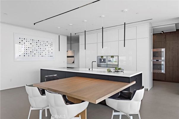 Dining room, Interior, Kitchen, Pendant Lights, Stainless Steel Appliances