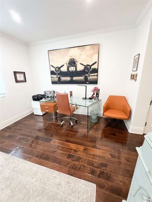 Home Office, Interior, Recessed Lighting, Wood Texture Flooring