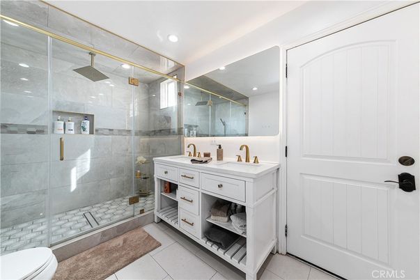 Bathroom, Dual Sink Vanities, Glass Shower, Interior, Recessed Lighting