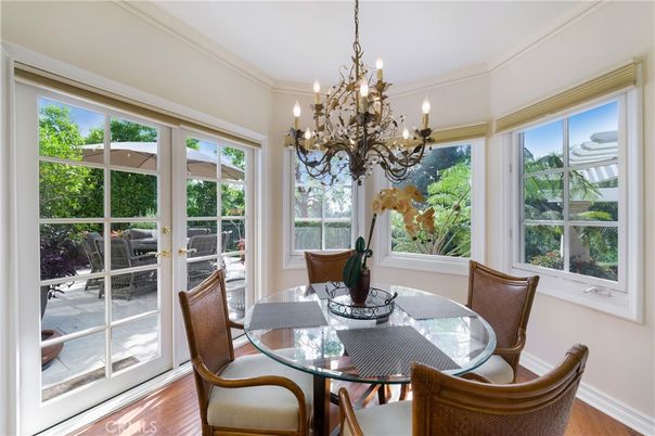 Chandelier, Dining room, Interior, Wood Texture Flooring