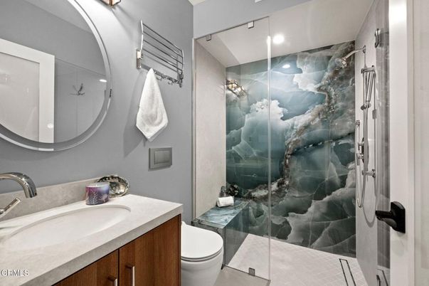 Bathroom, Glass Shower, Interior, Recessed Lighting
