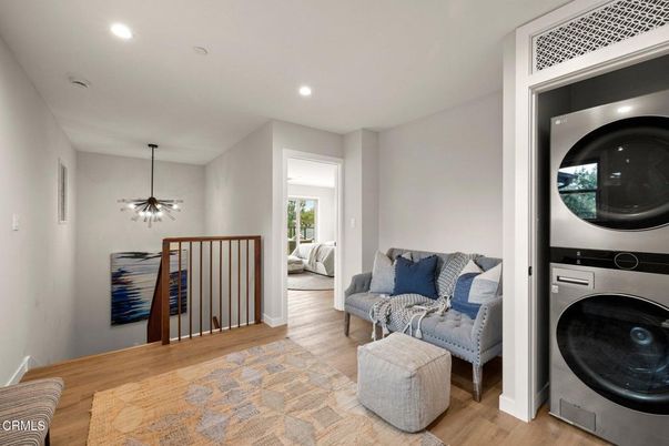 Interior, Pendant Lights, Recessed Lighting, Utility Closets, Washer, Wood Texture Flooring