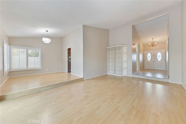 Chandelier, Empty room, Interior, Wood Texture Flooring