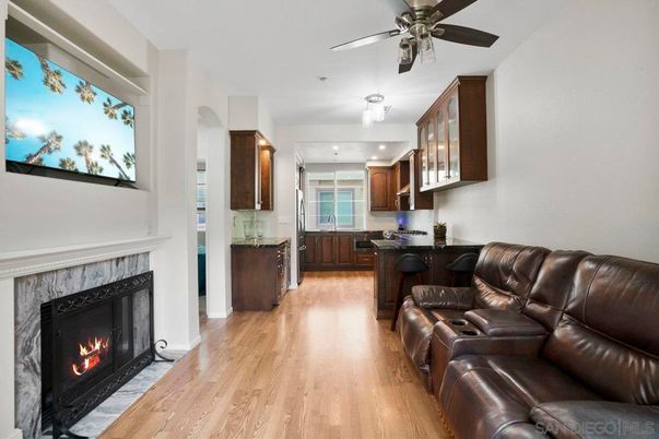 Home Theatre Room, Fireplace, Interior, Kitchen, Living room, Wood Texture Flooring