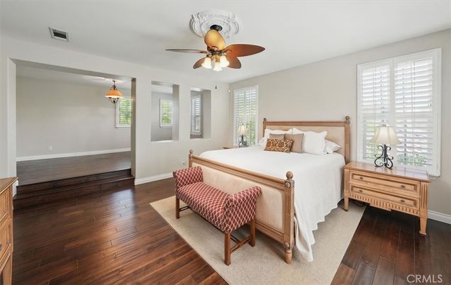 Bedroom, Interior, Pendant Lights, Wood Texture Flooring