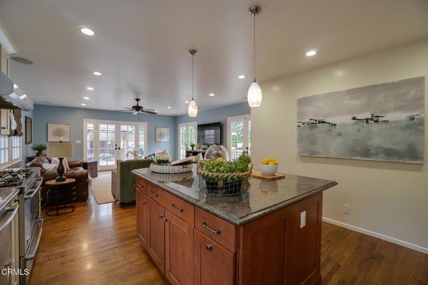 Interior, Kitchen, Living room, Pendant Lights, Recessed Lighting, Wood Texture Flooring