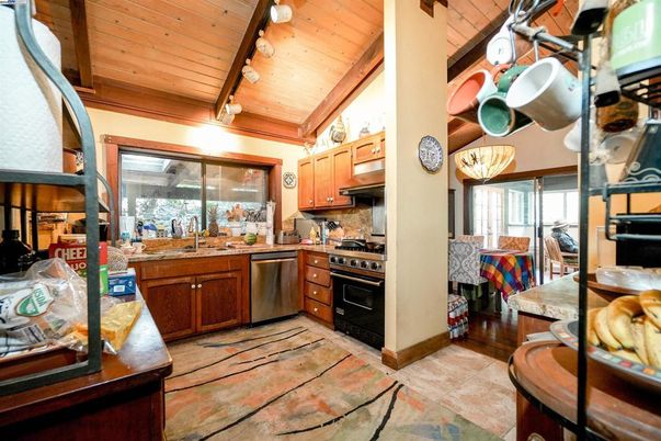 Interior, Kitchen, Pendant Lights, Stainless Steel Appliances, Wooden Ceilings