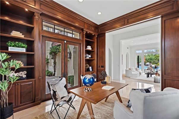 Home Office, Interior, Recessed Lighting, Wooden Walls