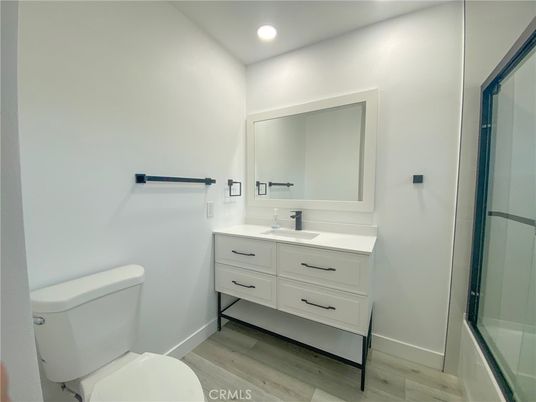 Bathroom, Interior, Recessed Lighting, Wood Texture Flooring