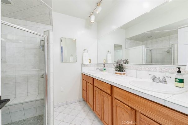 Bathroom, Dual Sink Vanities, Glass Shower, Interior, Tile Countertops