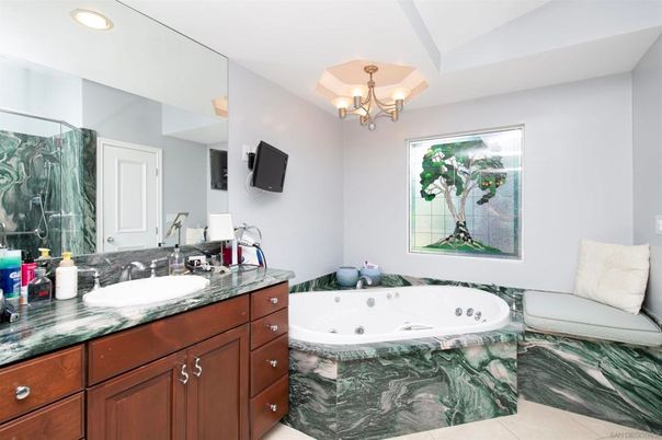 Bathroom, Chandelier, Interior, Recessed Lighting