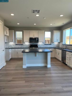 Interior, Kitchen, Recessed Lighting, Wood Texture Flooring