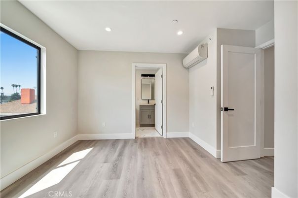 Bathroom, Empty room, Interior, Recessed Lighting, Wood Texture Flooring
