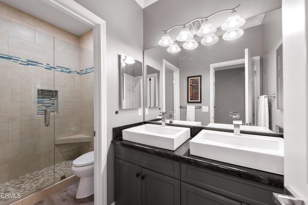 Bathroom, Dual Sink Vanities, Glass Shower, Interior