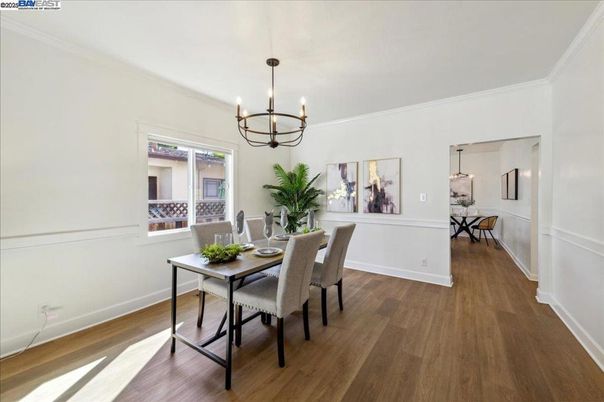 Chandelier, Dining room, Interior, Pendant Lights, Wood Texture Flooring