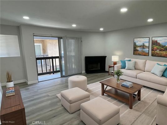 Empty room, Fireplace, Interior, Recessed Lighting, Wood Texture Flooring