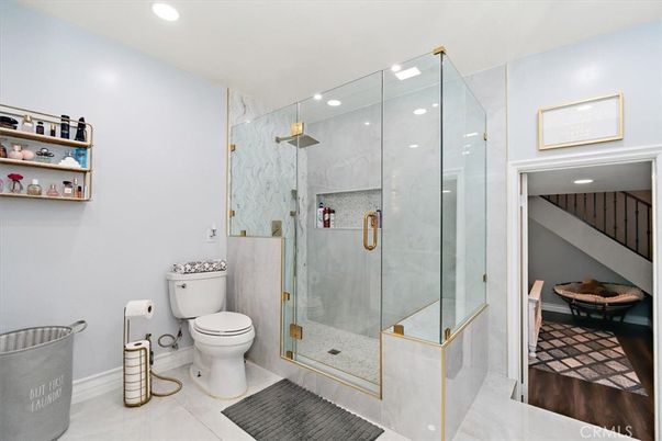 Bathroom, Glass Shower, Interior, Recessed Lighting