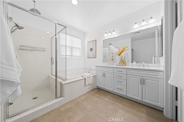 Bathroom, Dual Sink Vanities, Glass Shower, Interior, Recessed Lighting