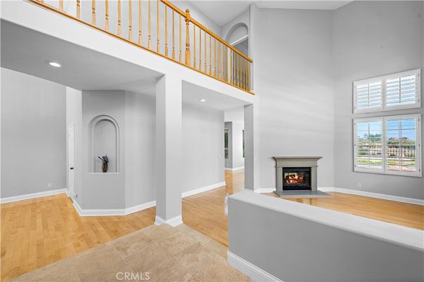 Fireplace, Interior, Recessed Lighting, Wood Texture Flooring