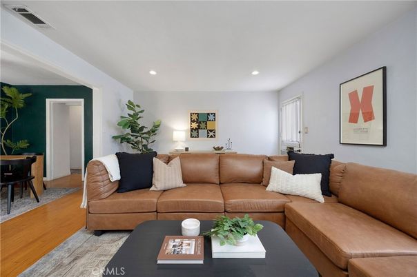 Dining room, Interior, Living room, Recessed Lighting, Wood Texture Flooring