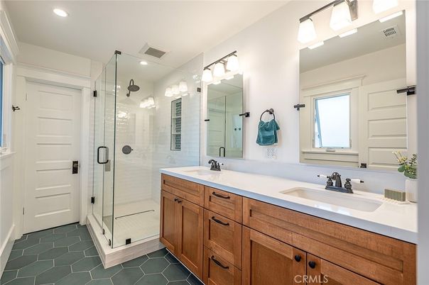 Bathroom, Dual Sink Vanities, Glass Shower, Interior, Recessed Lighting