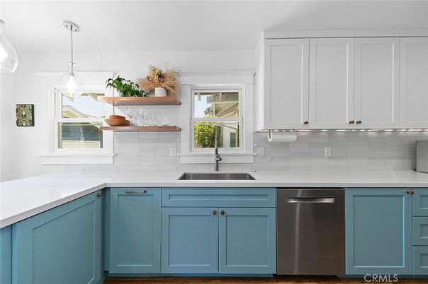 Interior, Kitchen, Pendant Lights, Stainless Steel Appliances, Wood Texture Flooring