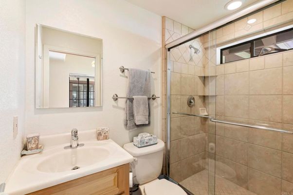 Bathroom, Glass Shower, Interior, Recessed Lighting