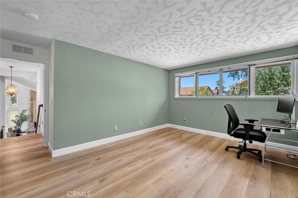 Chandelier, Home Office, Interior, Pendant Lights, Wood Texture Flooring