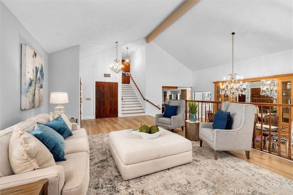 Chandelier, Dining room, Interior, Living room, Wooden Beams, Wood Texture Flooring