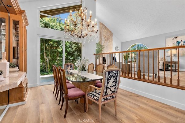 Chandelier, Dining room, Interior, Wood Texture Flooring