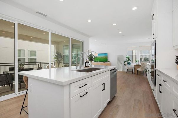 Dining room, Interior, Kitchen, Recessed Lighting, Wood Texture Flooring