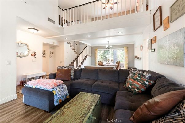 Dining room, Interior, Living room, Recessed Lighting, Wood Texture Flooring
