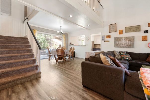 Chandelier, Dining room, Interior, Living room, Recessed Lighting, Wood Texture Flooring