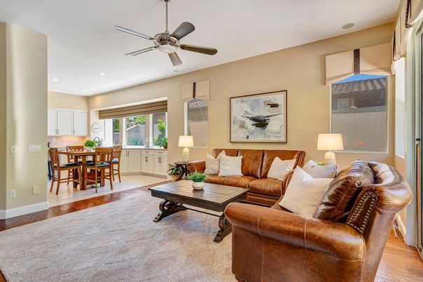 Dining room, Interior, Living room, Recessed Lighting, Wood Texture Flooring