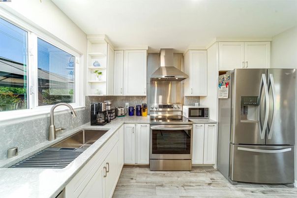 Interior, Kitchen, Stainless Steel Appliances, Wood Texture Flooring